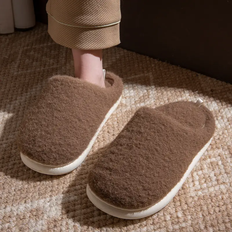 New Cotton Slippers for Women in Autumn and Winter, Home Warm Anti-Slip Thick-Soled Plush Home Slippers, Fleece-Lined Cotton Shoes for Men - Image 4