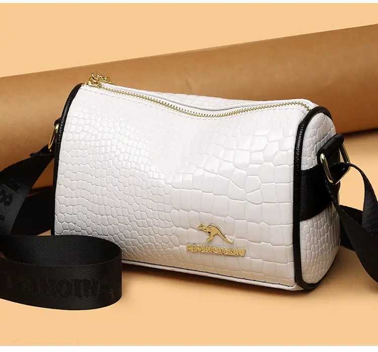 Women's Boston Snake Crossbody Bag Black Croc Leather — feature 10