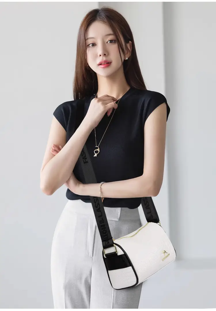 Women's Boston Snake Crossbody Bag Black Croc Leather — feature 14