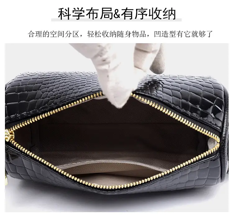 Women's Boston Snake Crossbody Bag Black Croc Leather — feature 7
