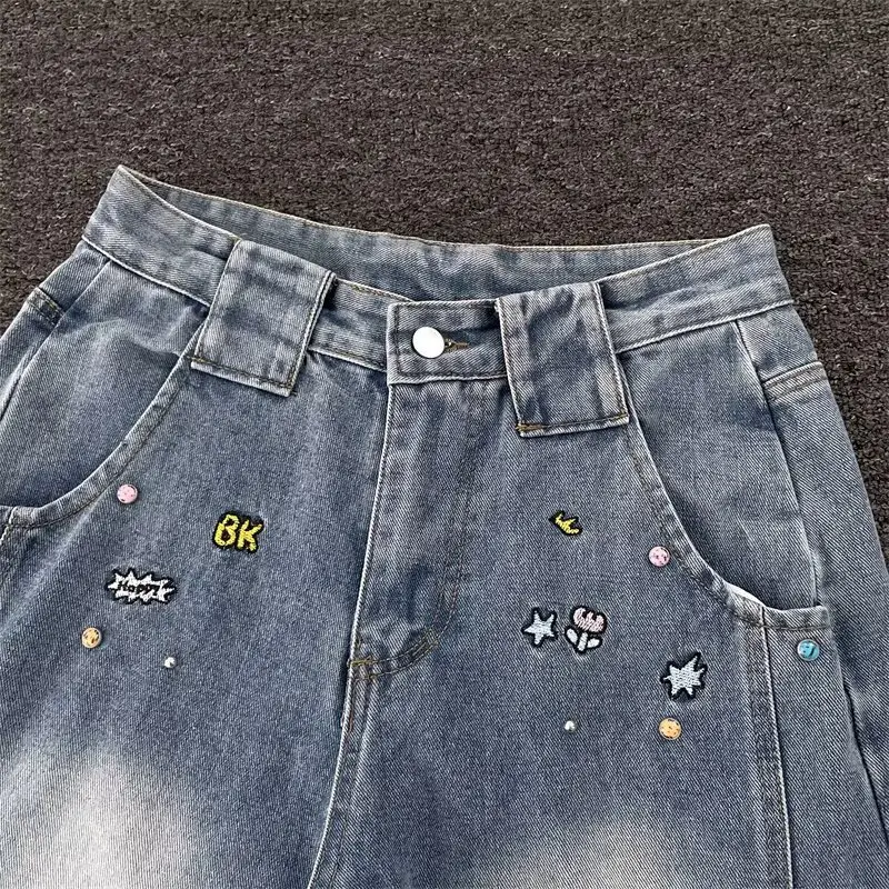 Dark Blue Stretch Jeans with Embroidered Details — feature 10