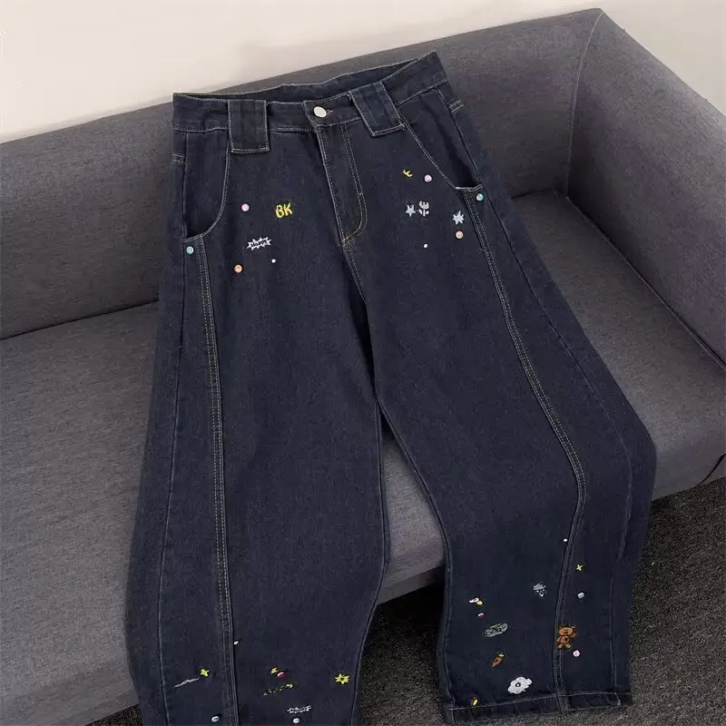 Dark Blue Stretch Jeans with Embroidered Details — feature 20