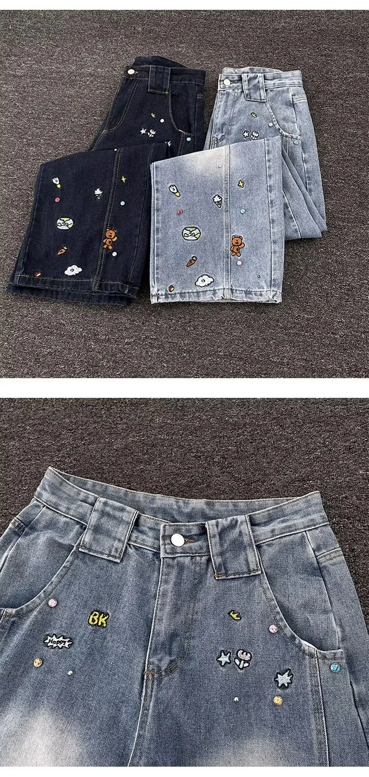 Dark Blue Stretch Jeans with Embroidered Details — feature 24