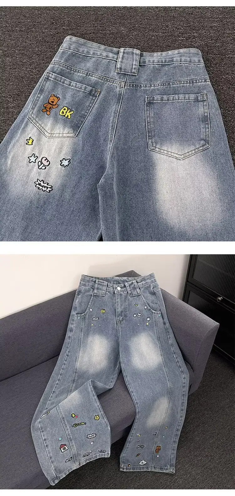 Dark Blue Stretch Jeans with Embroidered Details — feature 26