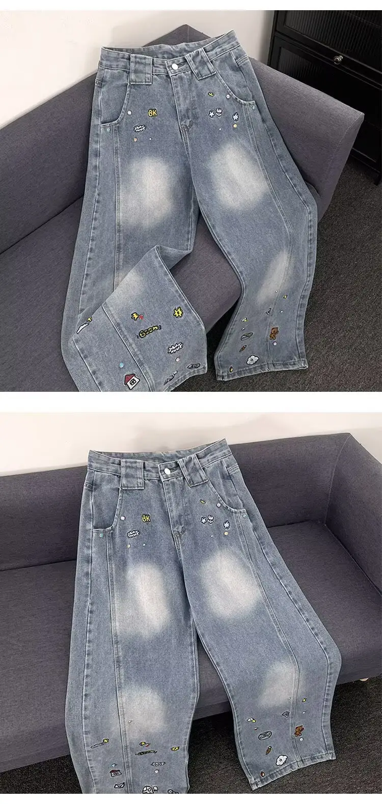 Dark Blue Stretch Jeans with Embroidered Details — feature 27