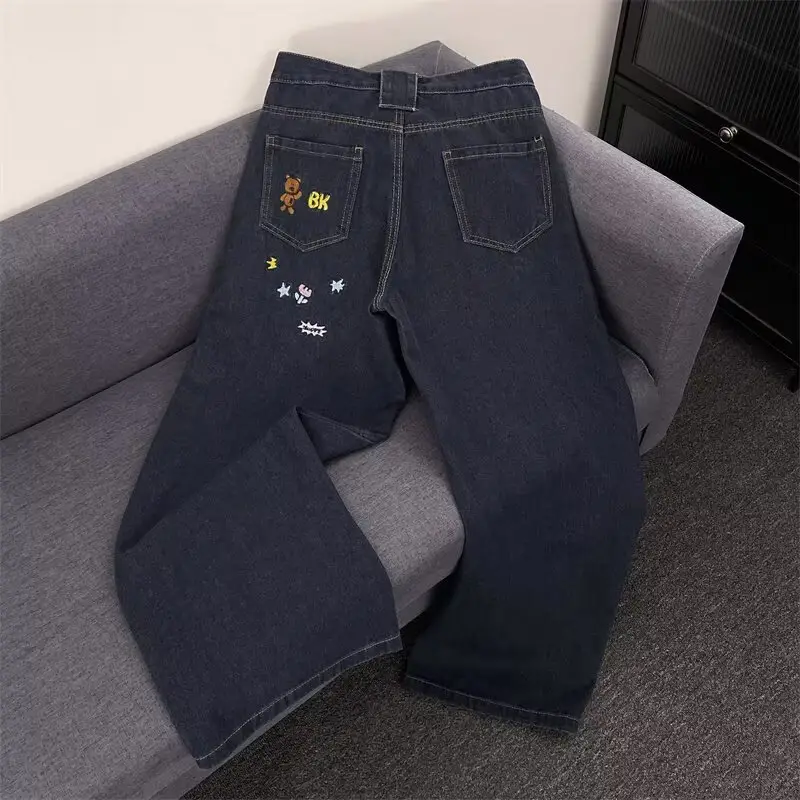 Dark Blue Stretch Jeans with Embroidered Details — feature 3