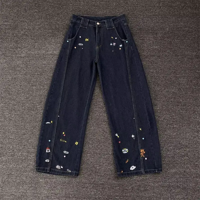 Dark Blue Stretch Jeans with Embroidered Details — feature 6