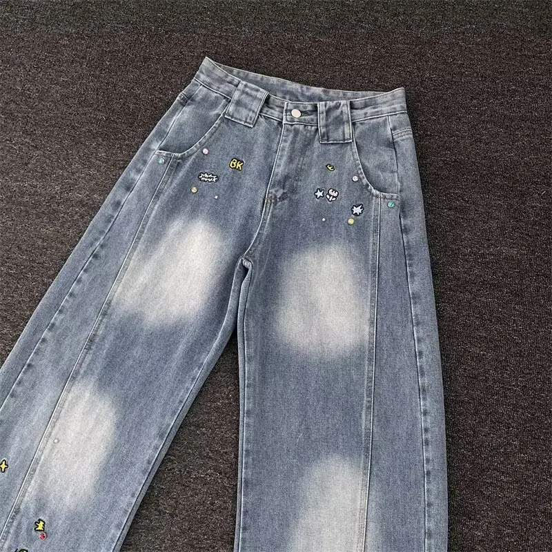 Dark Blue Stretch Jeans with Embroidered Details — feature 9