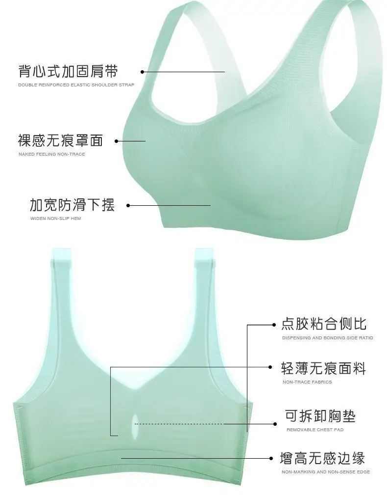Seamless Plus-Size Women's Underwear, Push-Up, Anti-Sagging, Side Breast Adjustment Bra, Beautiful Back Vest, Bandeau, Full Cup — feature 4