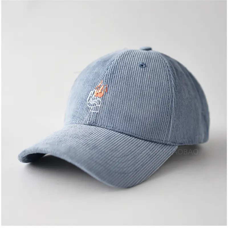 Men Blue Flame Embroidered Baseball Cap