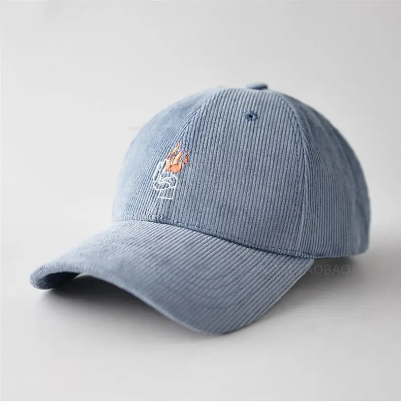 Men Blue Flame Embroidered Baseball Cap — feature 11