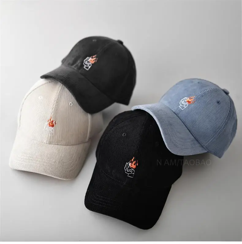 Men Blue Flame Embroidered Baseball Cap — feature 12