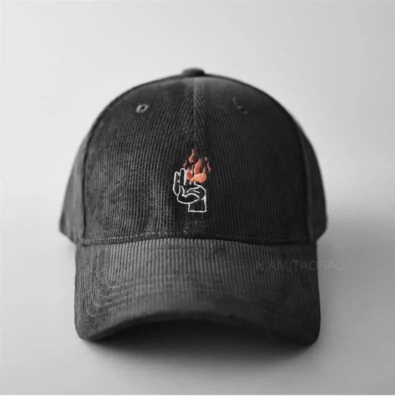 Men Blue Flame Embroidered Baseball Cap — feature 2