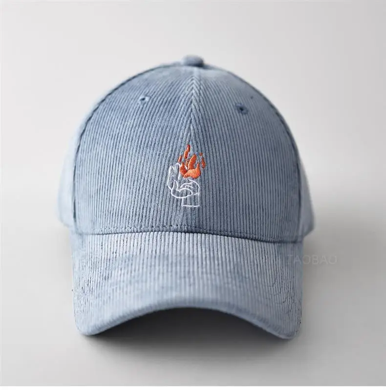 Men Blue Flame Embroidered Baseball Cap — feature 7
