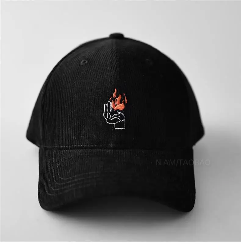 Men Blue Flame Embroidered Baseball Cap — feature 9