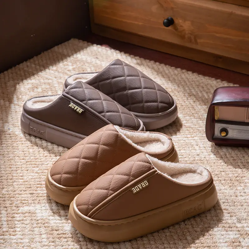 2025 New Waterproof Cotton Slippers for Women, Autumn and Winter Outer Wear, Home Use, Thick-Soled Cotton Slippers for Men - Image 7