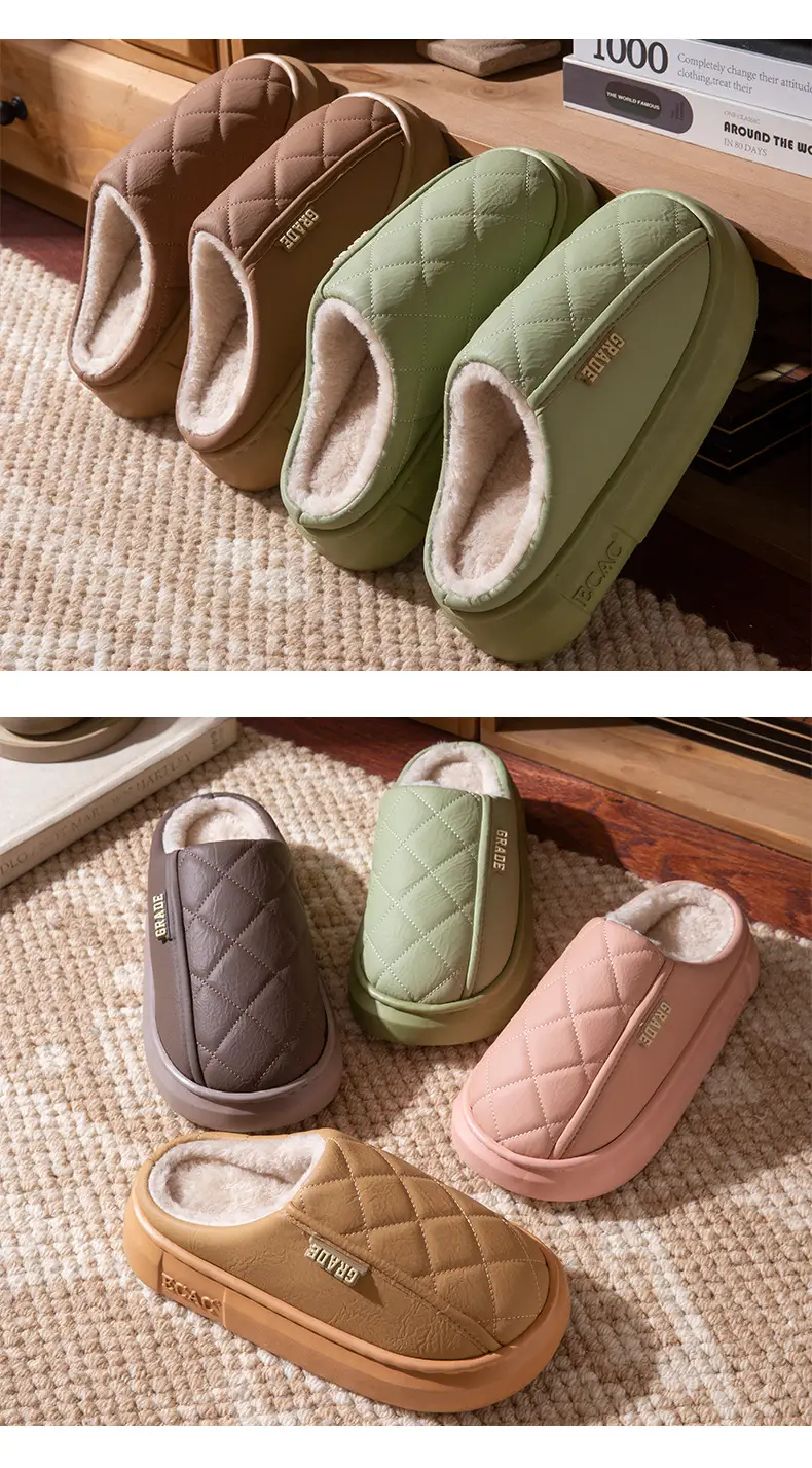 2025 New Waterproof Cotton Slippers for Women, Autumn and Winter Outer Wear, Home Use, Thick-Soled Cotton Slippers for Men — feature 8