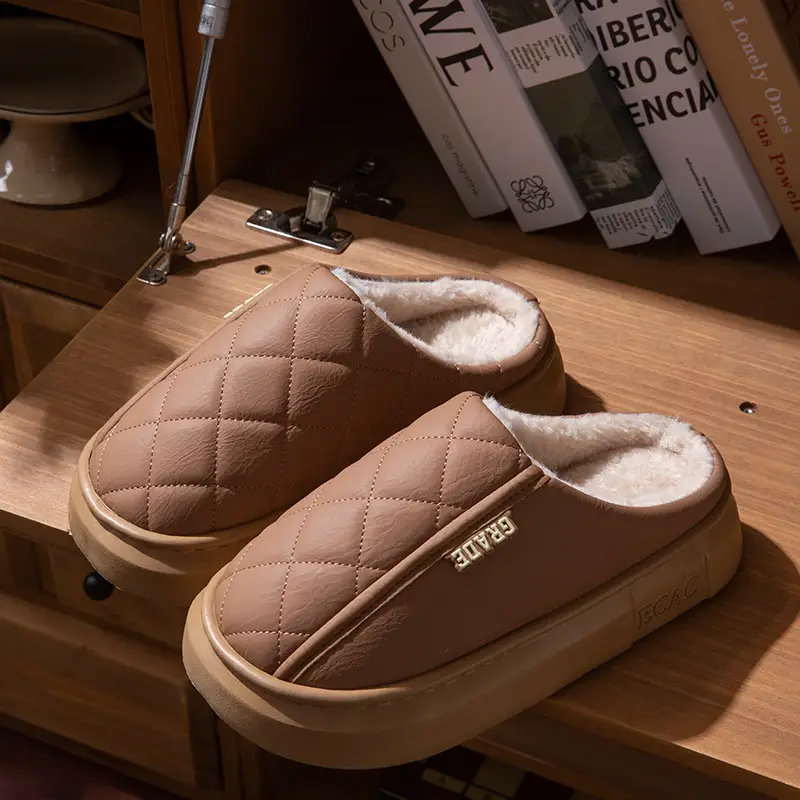 2025 New Waterproof Cotton Slippers for Women, Autumn and Winter Outer Wear, Home Use, Thick-Soled Cotton Slippers for Men - Image 3