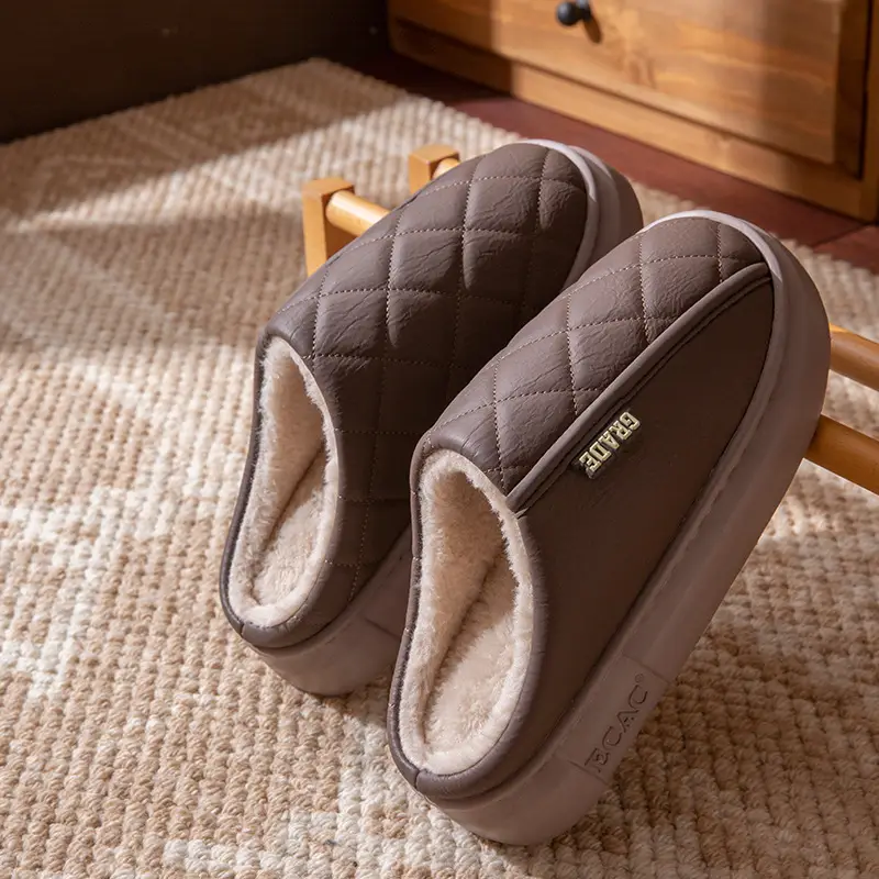 2025 New Waterproof Cotton Slippers for Women, Autumn and Winter Outer Wear, Home Use, Thick-Soled Cotton Slippers for Men - Image 5