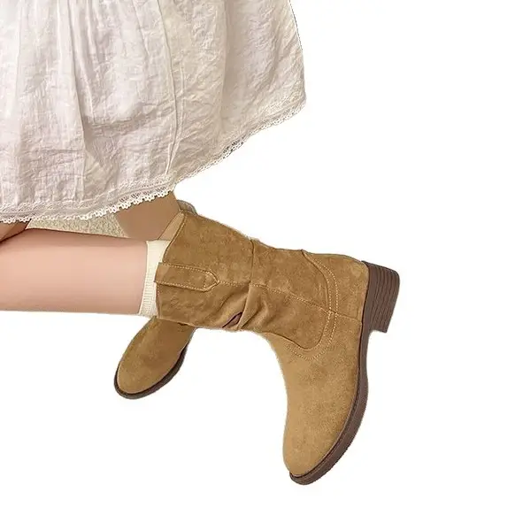 Women French Style Chunky Heel Boots Mid-Calf 2025 - Image 5