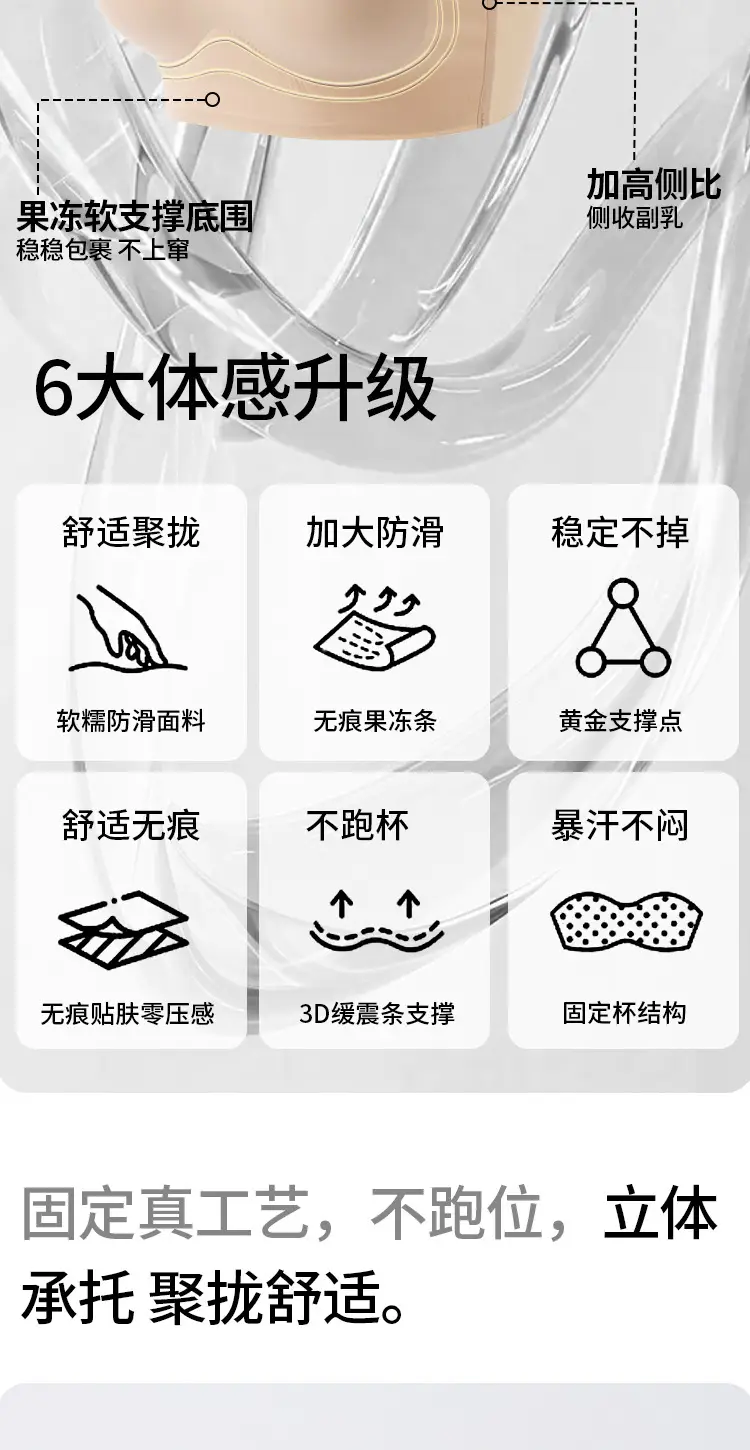Seamless Jelly Bra for Women, Push-Up, Wireless, Minimizes Large Bust, Gathers Side Breast, Soft Support, Comfortable Bra, Soft — feature 4