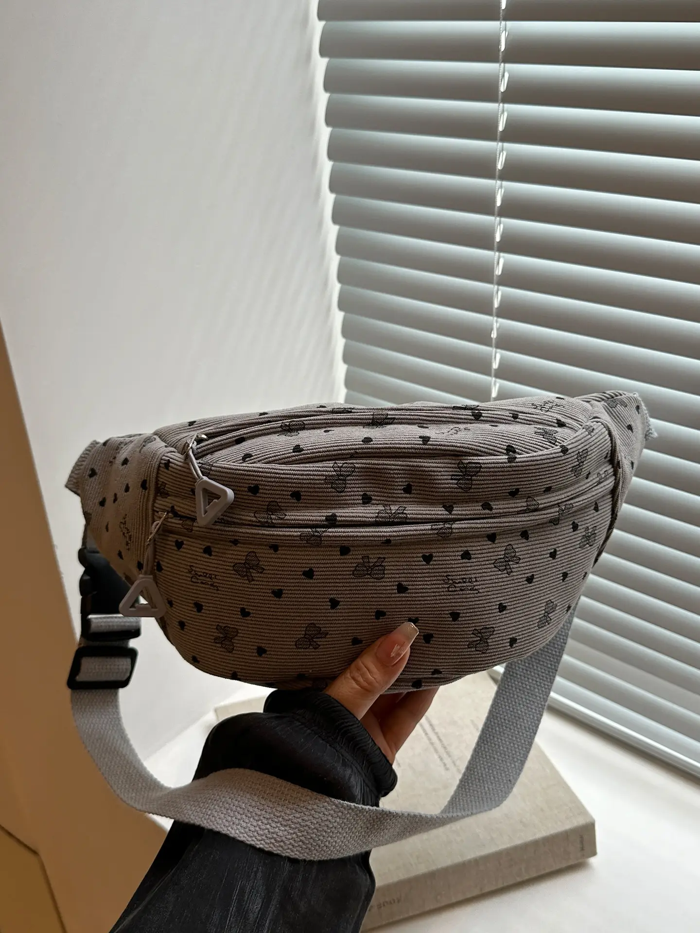 Women's White Printed Chest Bag with Adjustable Strap