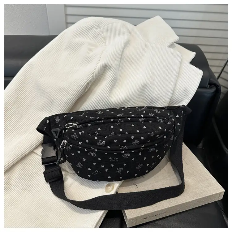 Women's White Printed Chest Bag with Adjustable Strap — feature 12