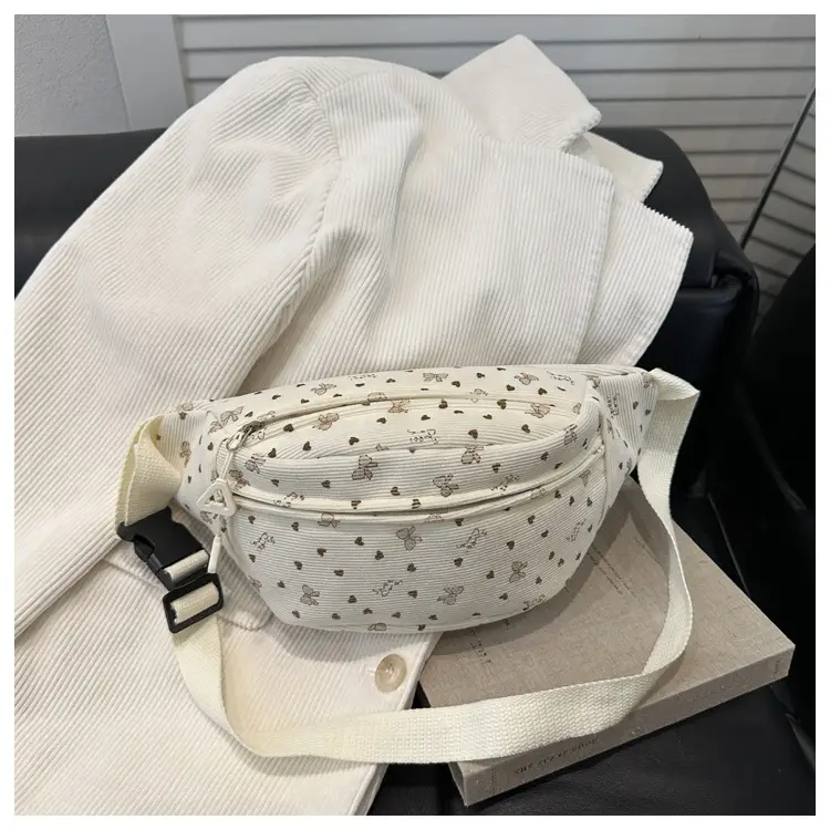Women's White Printed Chest Bag with Adjustable Strap — feature 13