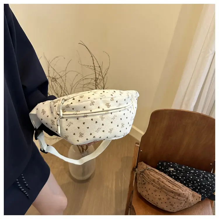 Women's White Printed Chest Bag with Adjustable Strap — feature 15