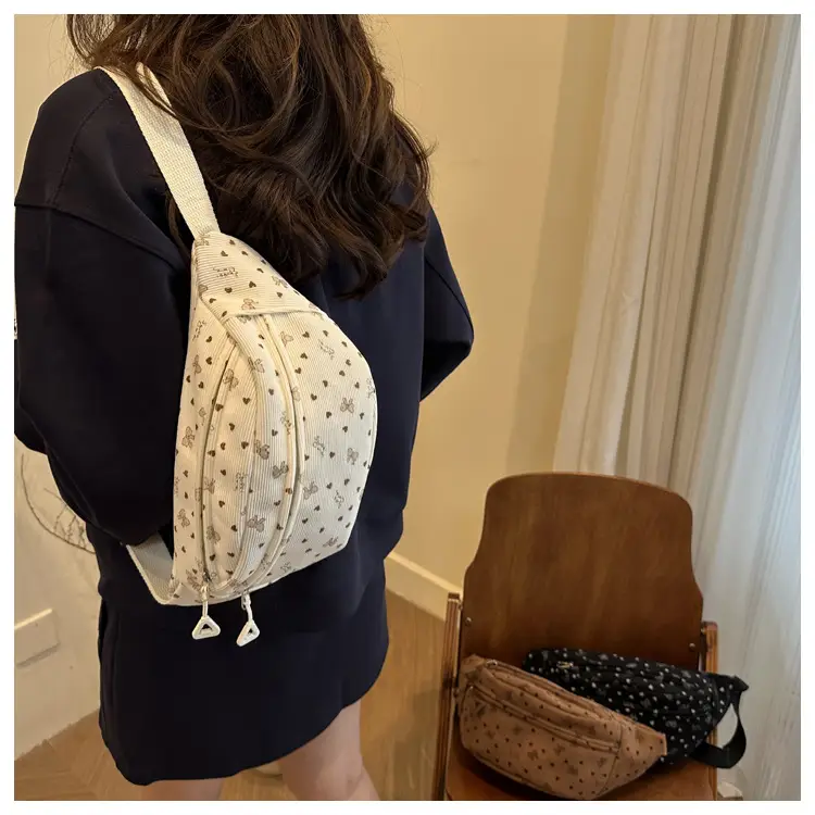 Women's White Printed Chest Bag with Adjustable Strap — feature 16