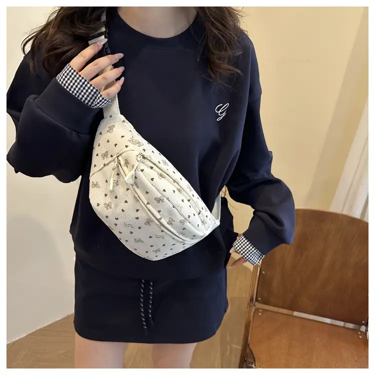 Women's White Printed Chest Bag with Adjustable Strap — feature 17