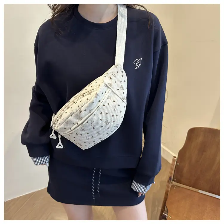 Women's White Printed Chest Bag with Adjustable Strap — feature 18