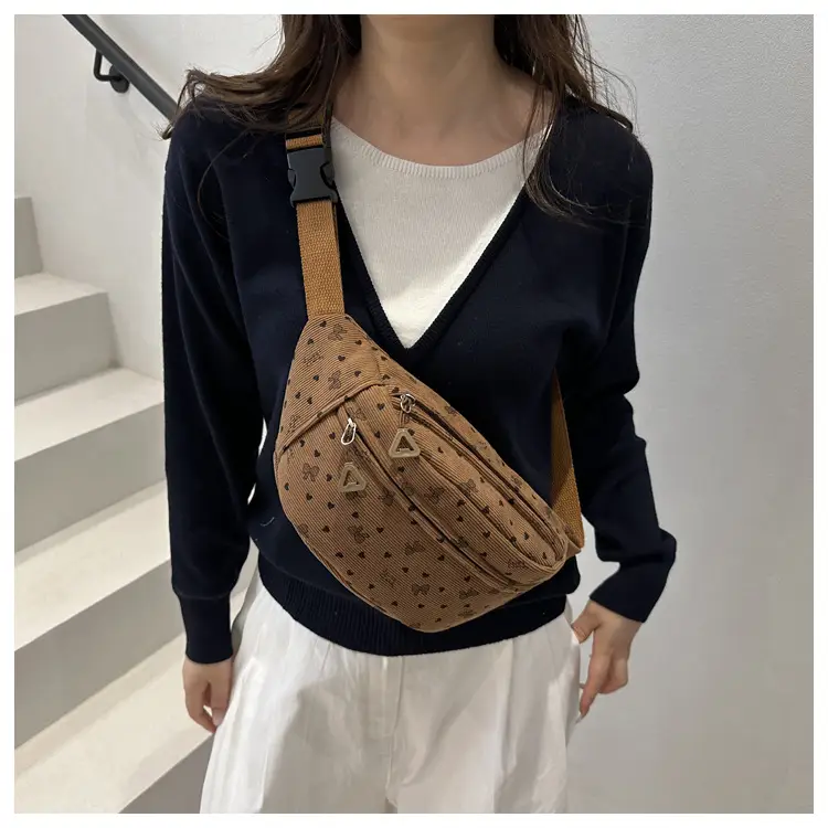 Women's White Printed Chest Bag with Adjustable Strap — feature 26