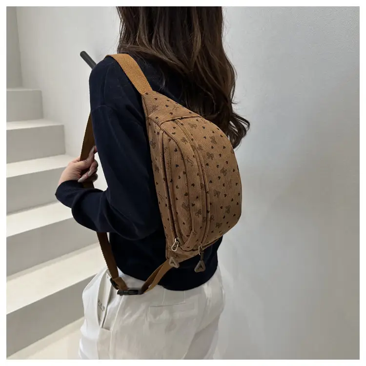 Women's White Printed Chest Bag with Adjustable Strap — feature 31