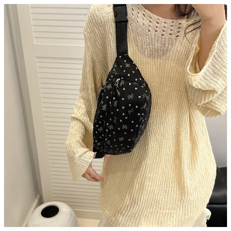 Women's White Printed Chest Bag with Adjustable Strap — feature 32