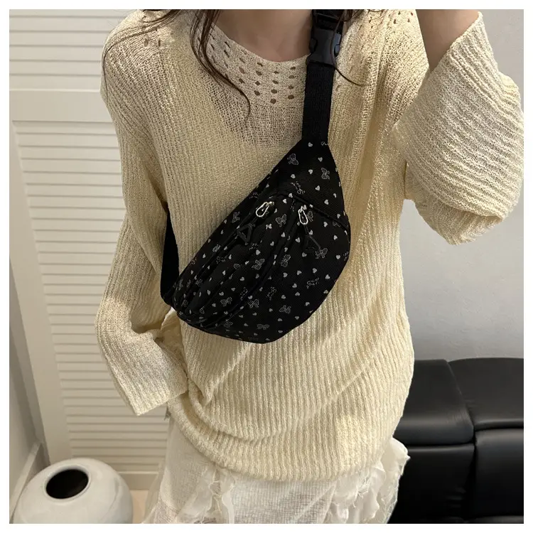 Women's White Printed Chest Bag with Adjustable Strap — feature 35