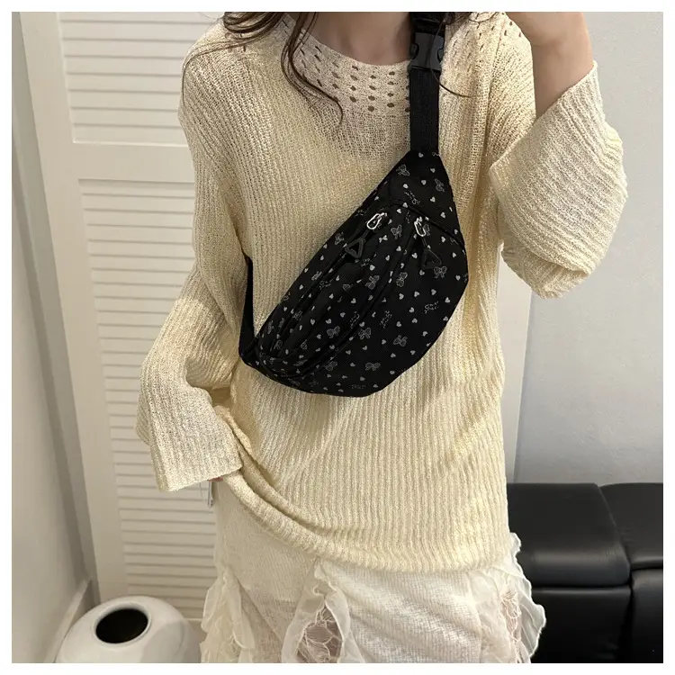 Women's White Printed Chest Bag with Adjustable Strap — feature 36