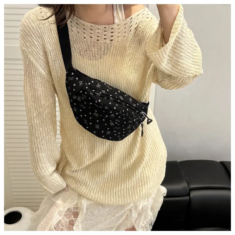 Women's White Printed Chest Bag with Adjustable Strap — feature 38