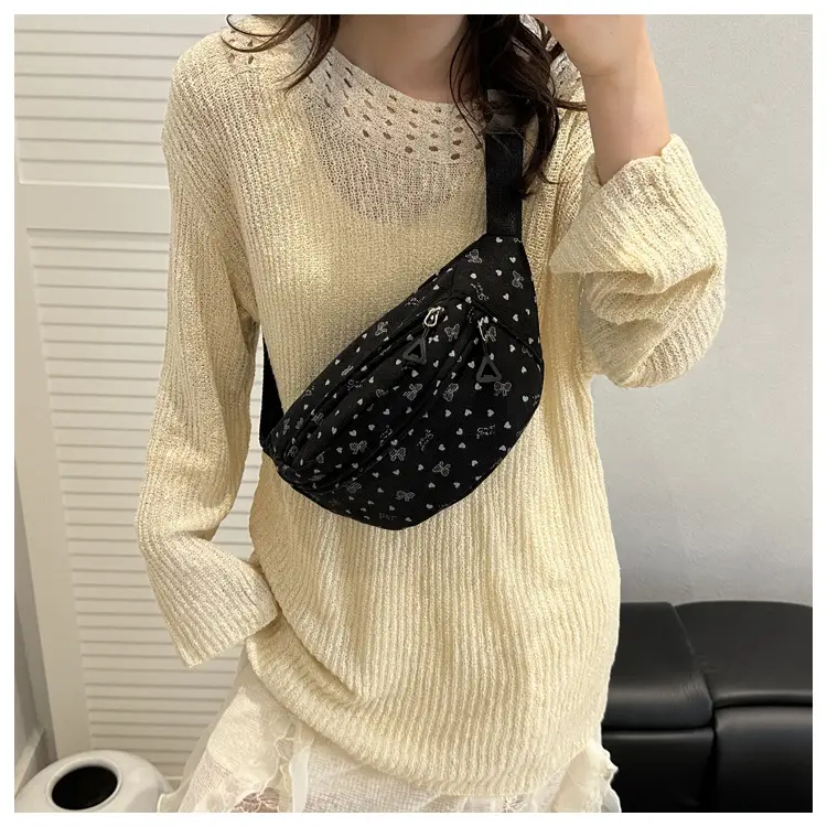 Women's White Printed Chest Bag with Adjustable Strap — feature 39