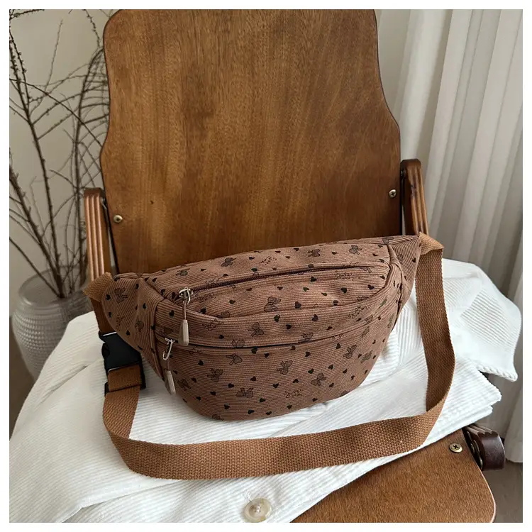 Women's White Printed Chest Bag with Adjustable Strap — feature 7