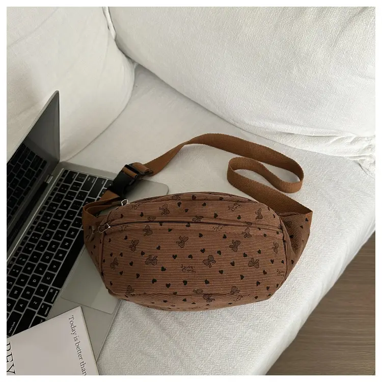 Women's White Printed Chest Bag with Adjustable Strap — feature 9