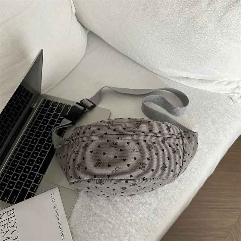 Women's White Printed Chest Bag with Adjustable Strap