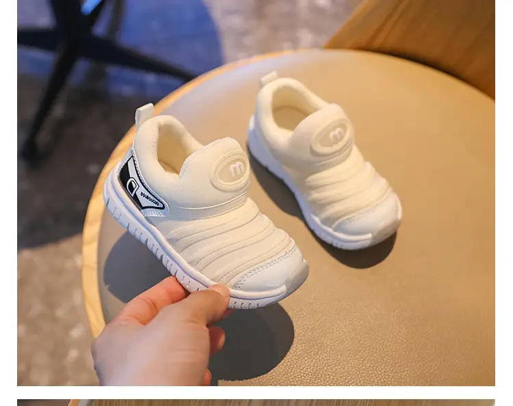 White Caterpillar Soft Sole Baby Toddler Shoes — feature 12