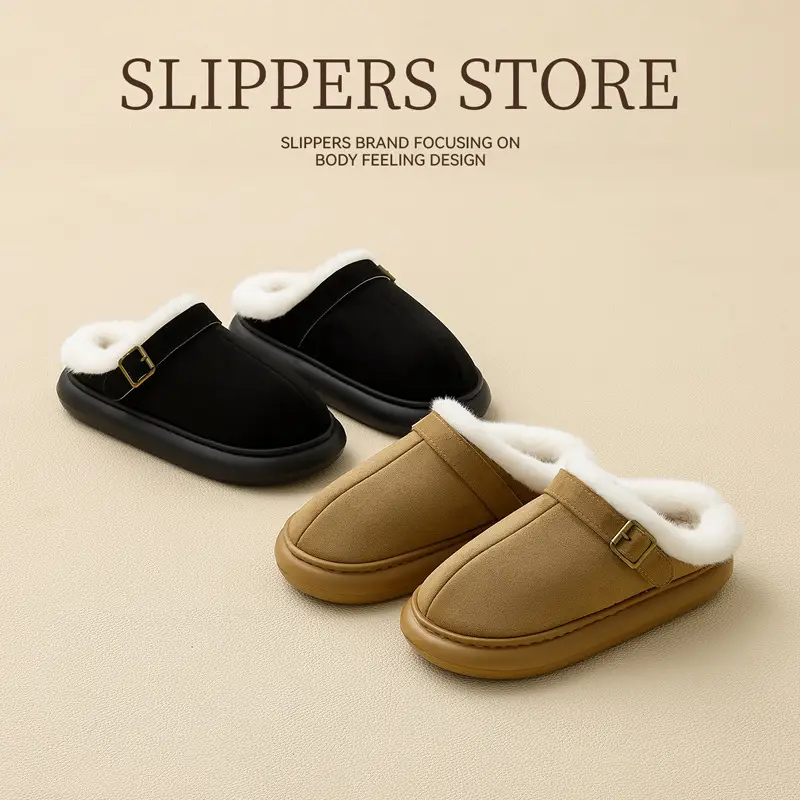 Thick-Soled Cotton Slippers Autumn and Winter Women's Home Indoor New Eva Outer Wear Plush Thickeneded Women's Cotton Shoes Wholesale