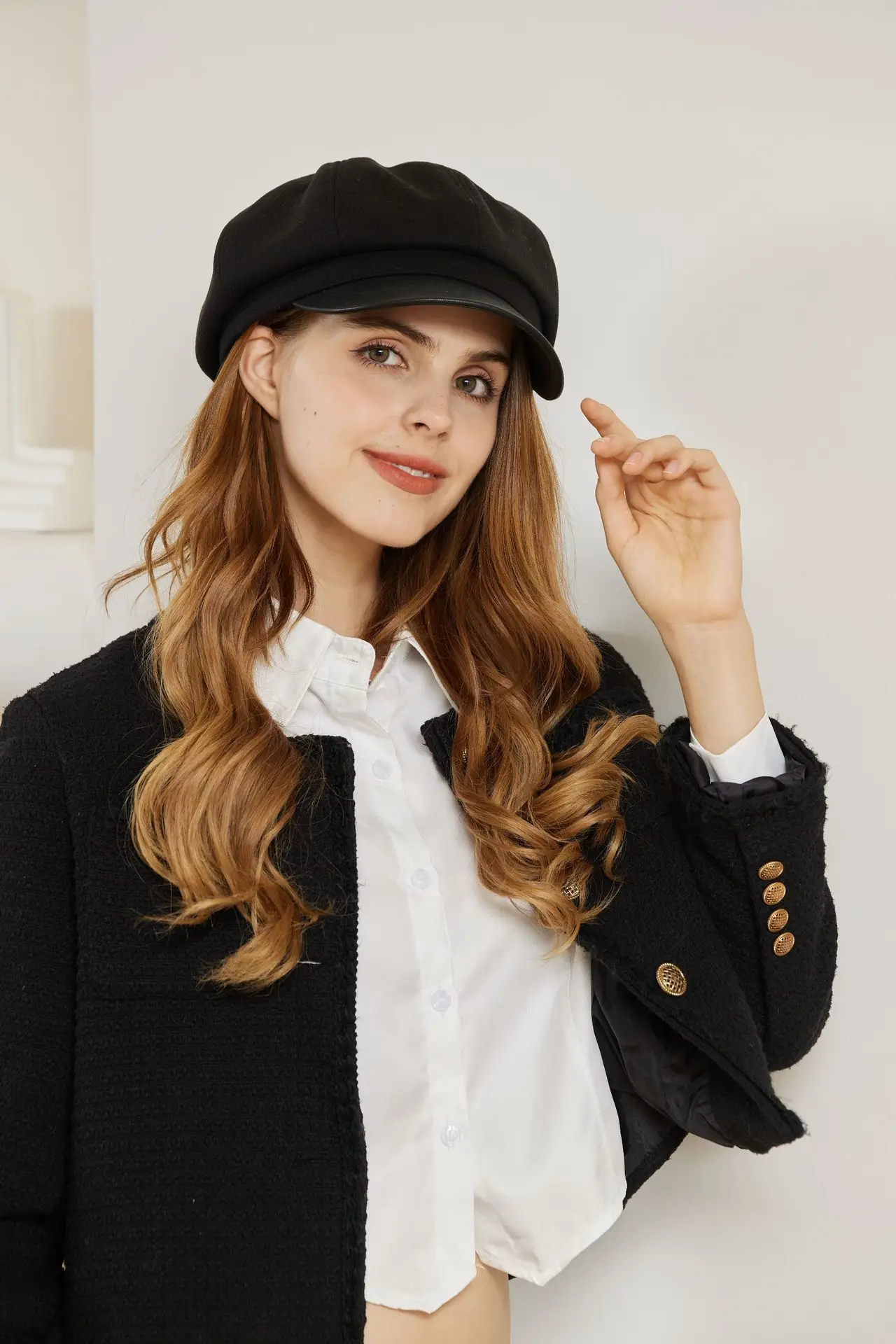 Women Duckbill Beret Black Korean Style - Image 4