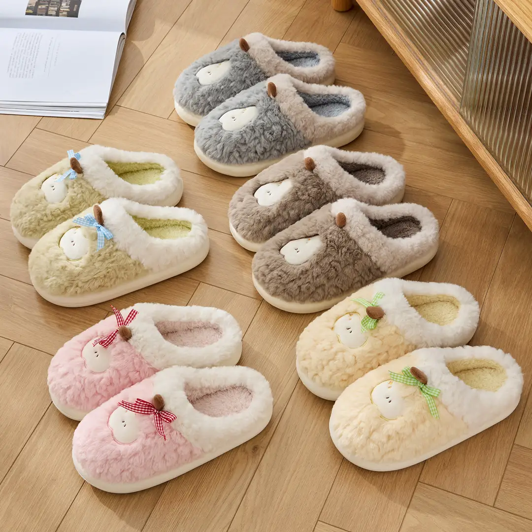 Jialiya Cute Cotton Slippers for Women Autumn and Winter 2025 New Indoor Home Warm Stuffed Couple Slippers for Men - Image 9