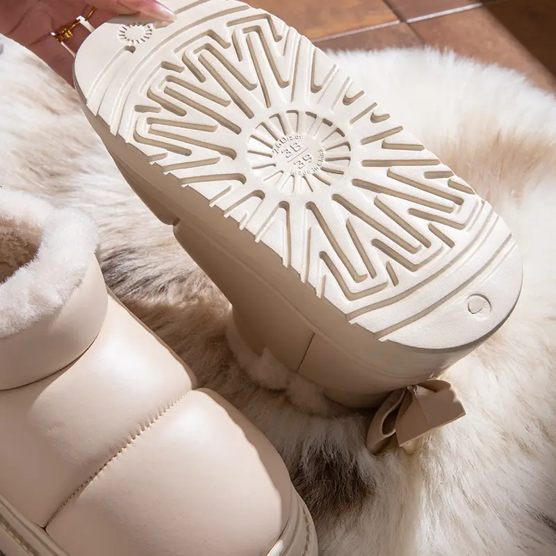Winter 2025 New Women's Shoes High-Top Thick-Soled Bow College Style Cotton Shoes Snow Boots Fleece-Lined Warm Cotton Slippers - Image 6