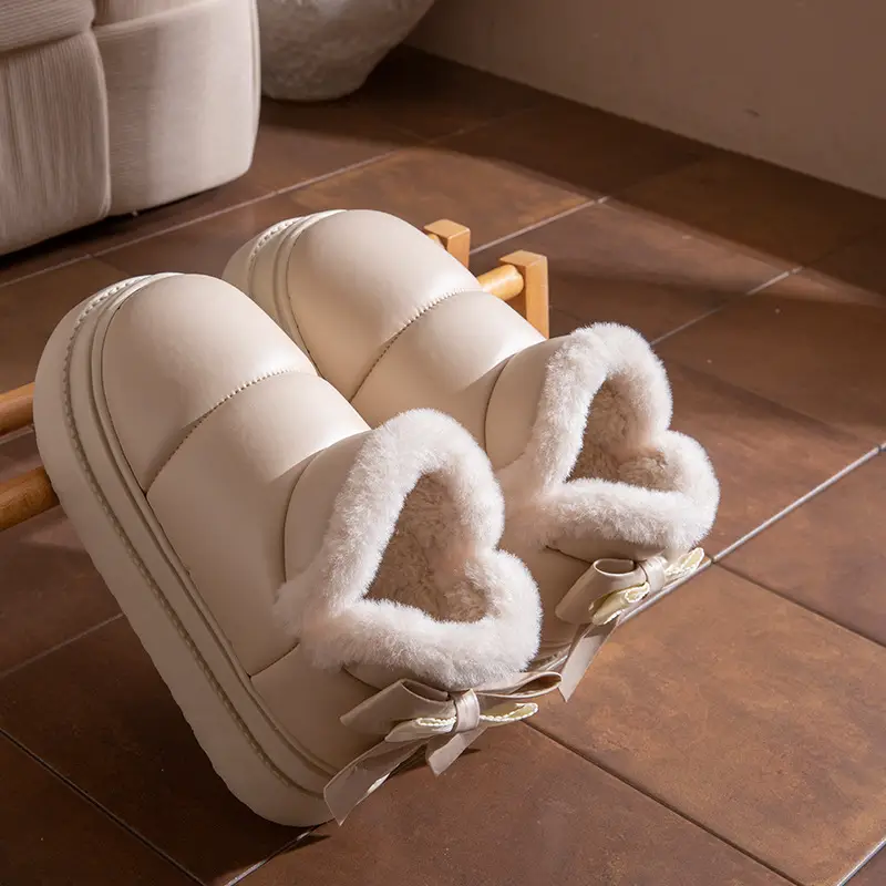 Winter 2025 New Women's Shoes High-Top Thick-Soled Bow College Style Cotton Shoes Snow Boots Fleece-Lined Warm Cotton Slippers - Image 7