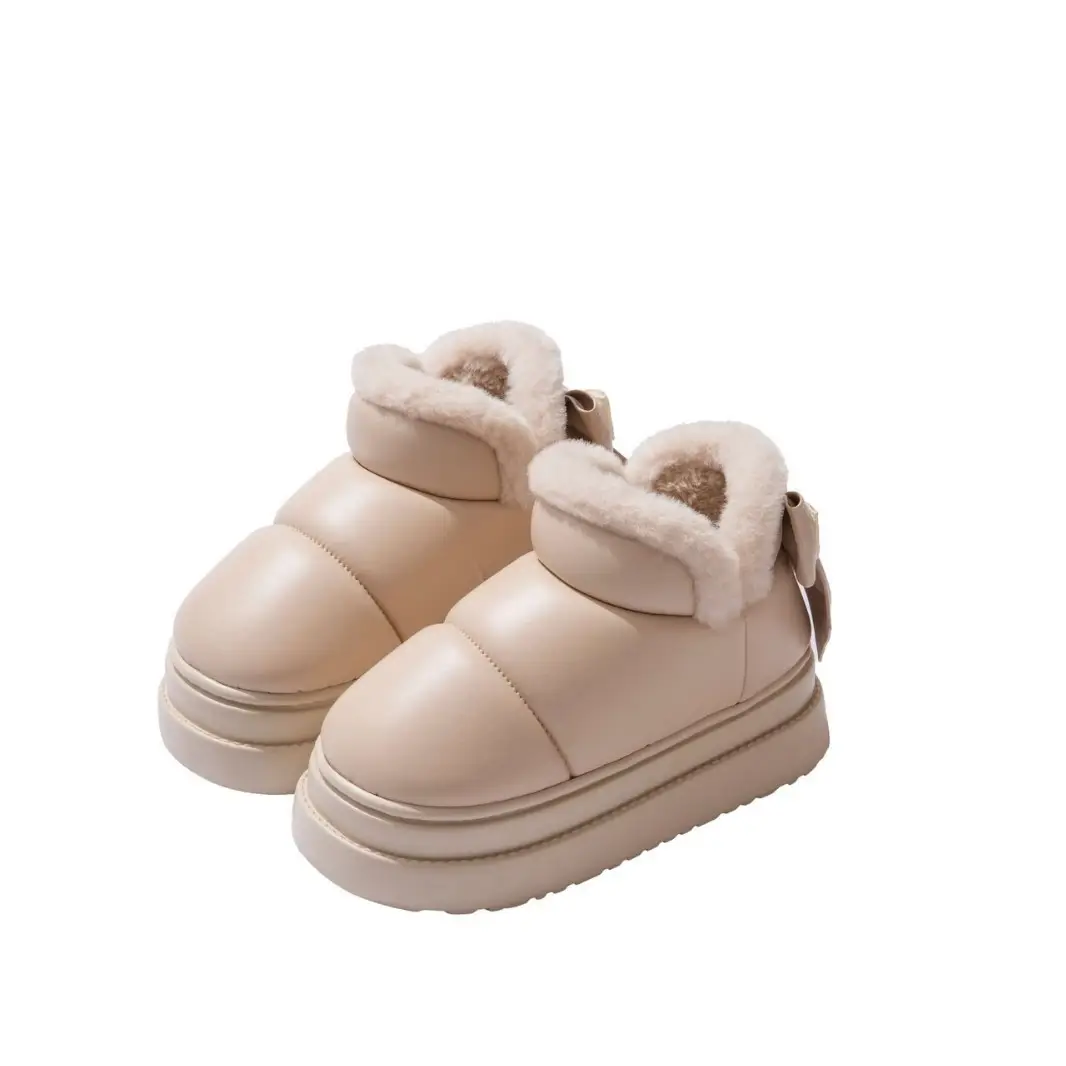 Winter 2025 New Women's Shoes High-Top Thick-Soled Bow College Style Cotton Shoes Snow Boots Fleece-Lined Warm Cotton Slippers - Image 8