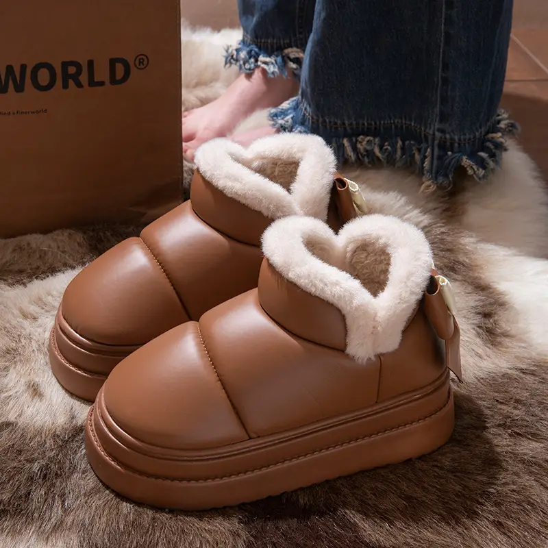 Winter 2025 New Women's Shoes High-Top Thick-Soled Bow College Style Cotton Shoes Snow Boots Fleece-Lined Warm Cotton Slippers - Image 3